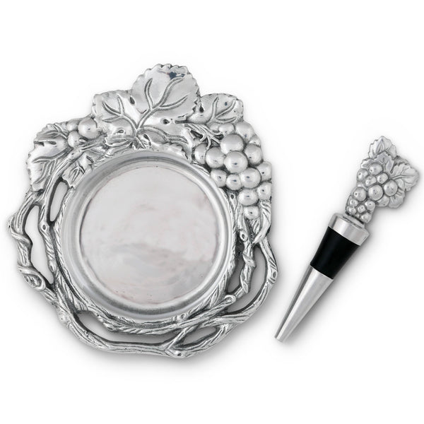 Grape Wine Coaster and Stopper Set