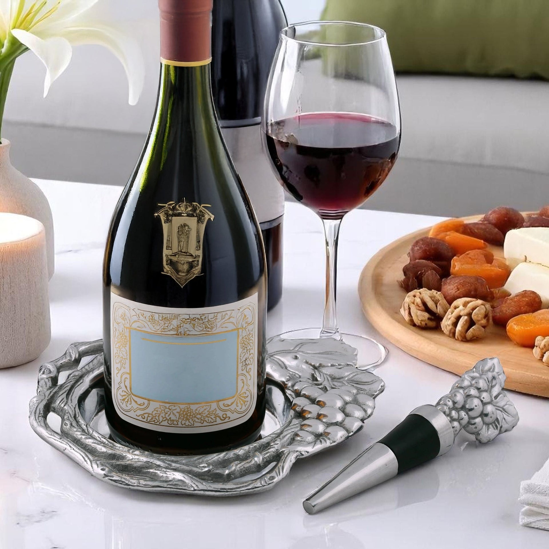 Grape Wine Coaster and Stopper Set Arthur Court Designs