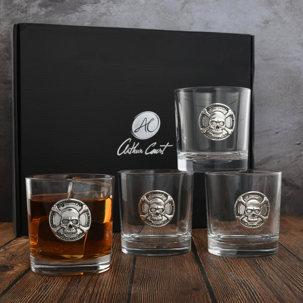 Skull Bar Glasses Set of 4 Arthur Court Designs