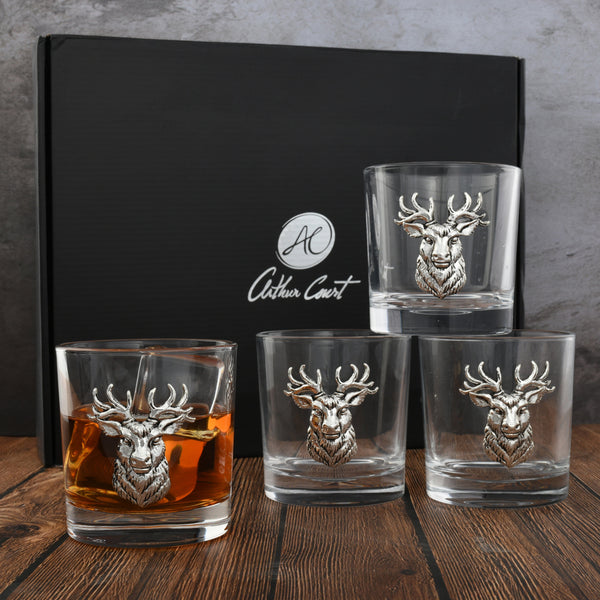 Elk Head Bar Glasses Set of 4 Arthur Court Designs