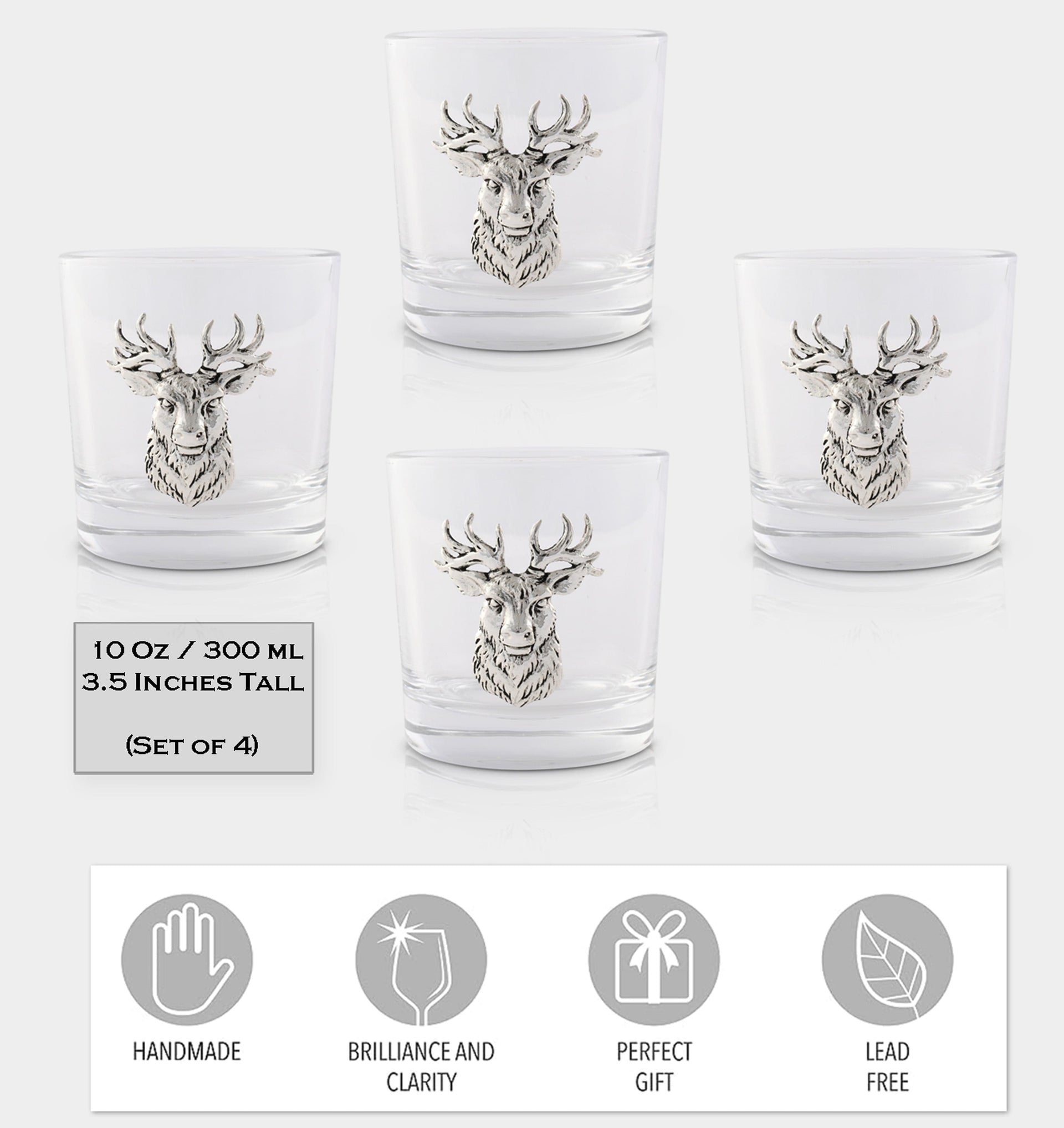 Elk Head Bar Glasses Set of 4 Arthur Court Designs