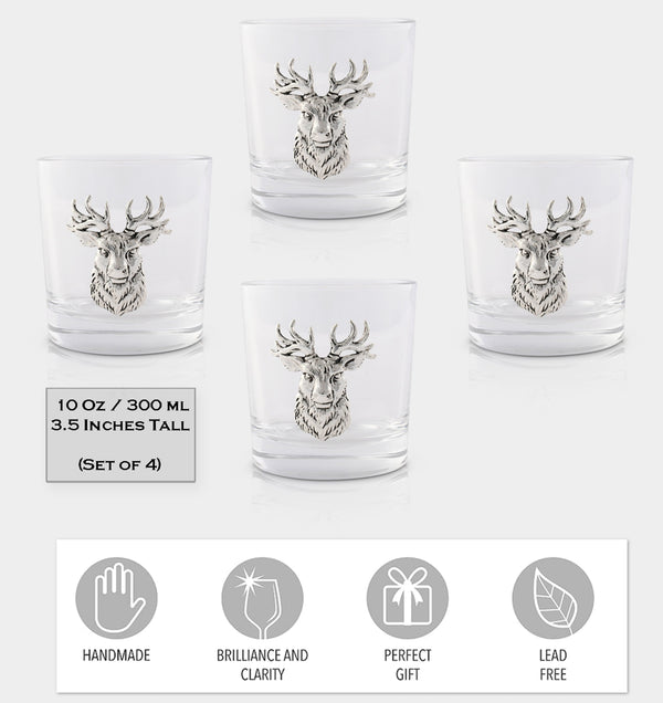 Elk Head Bar Glasses Set of 4 Arthur Court Designs