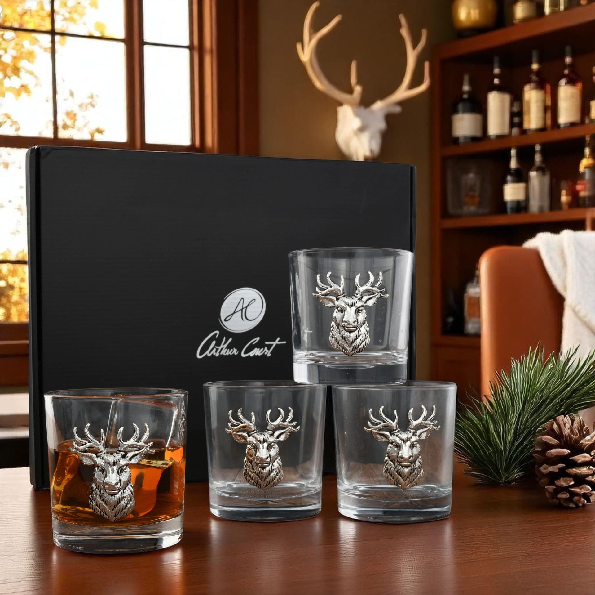Elk Head Bar Glasses Set of 4 Arthur Court Designs