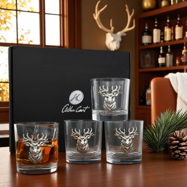 Elk Head Bar Glasses Set of 4 Arthur Court Designs