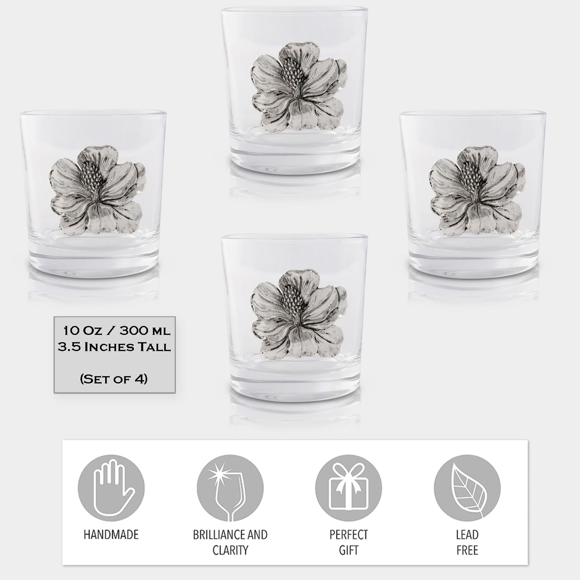 Magnolia Bar Glasses Set of 4 Arthur Court Designs