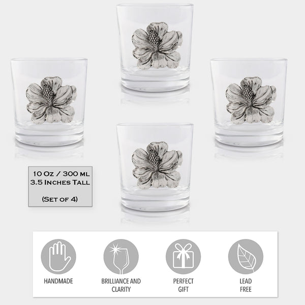 Magnolia Bar Glasses Set of 4 Arthur Court Designs