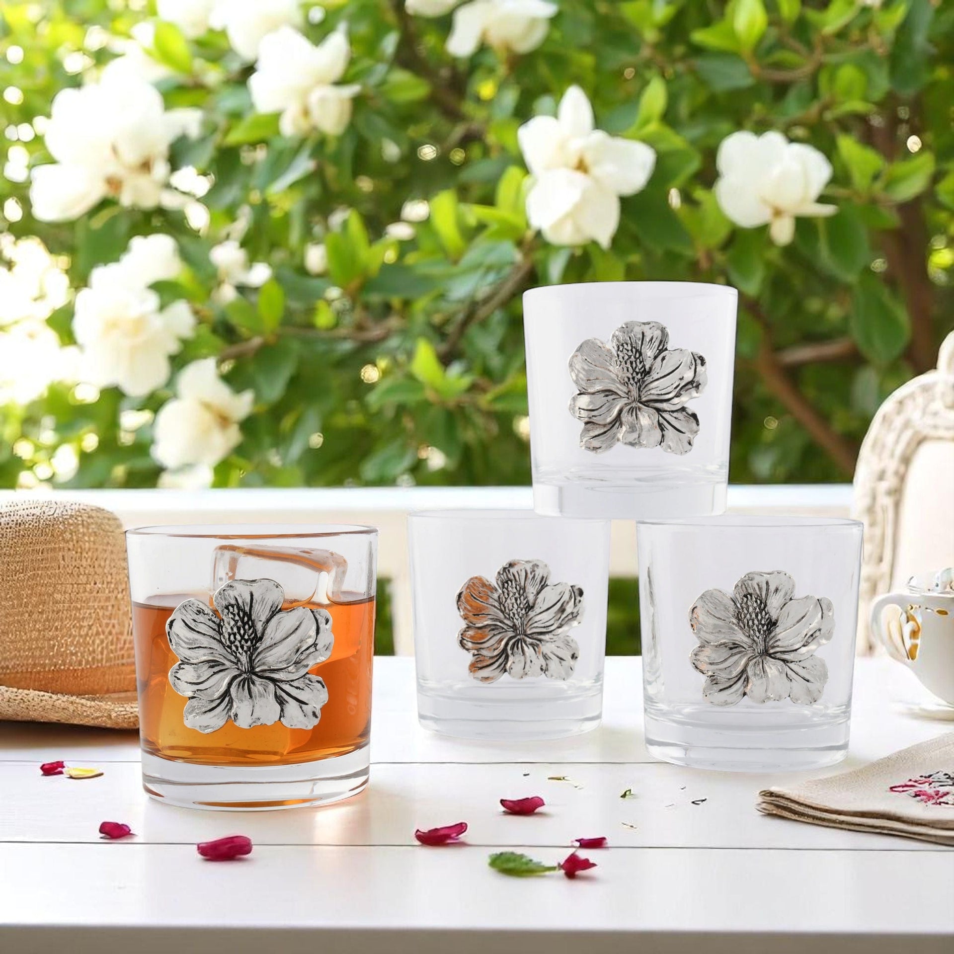 Magnolia Bar Glasses Set of 4 Arthur Court Designs