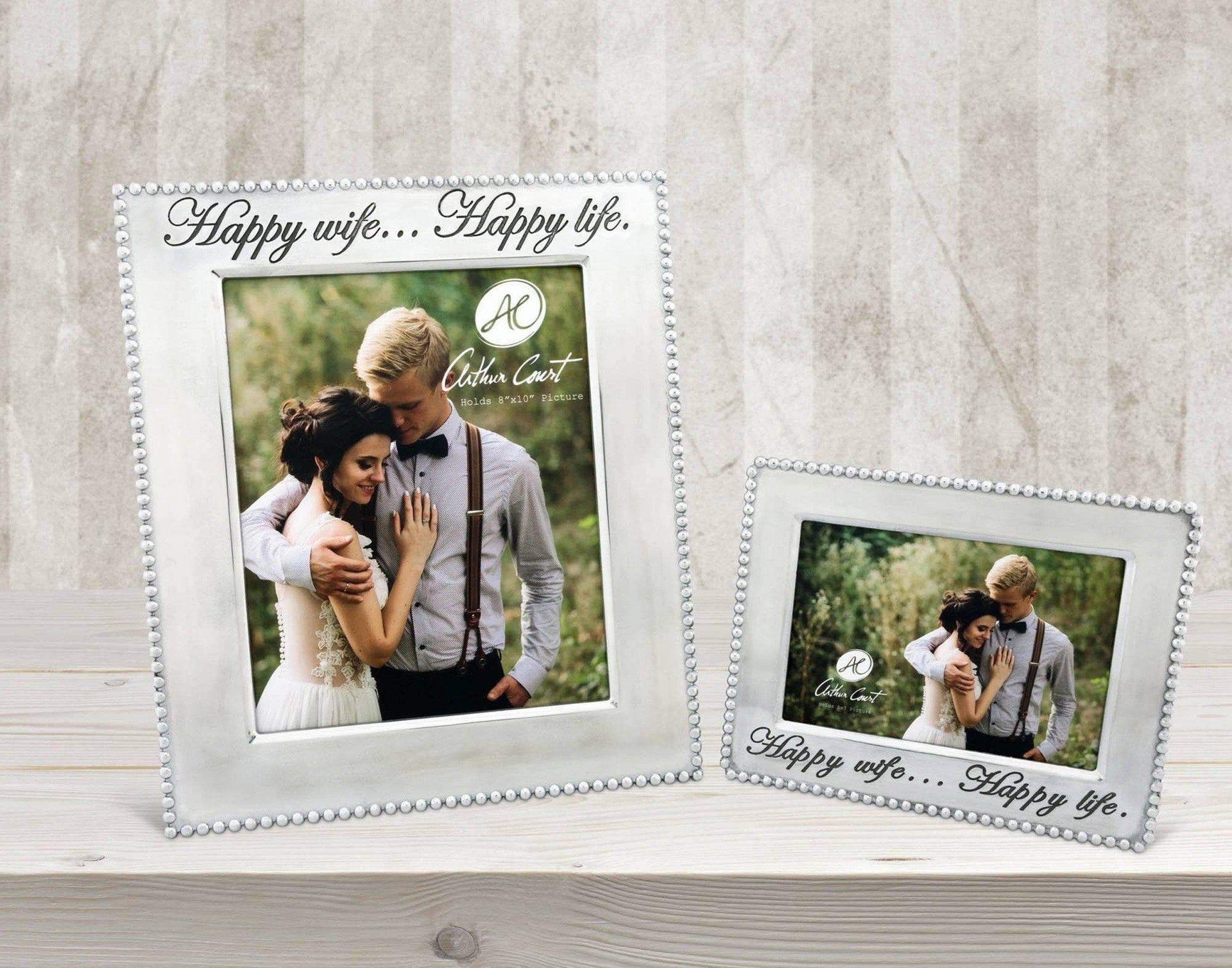 Happy Wife Beaded Photo Frame by Arthur Court Designs