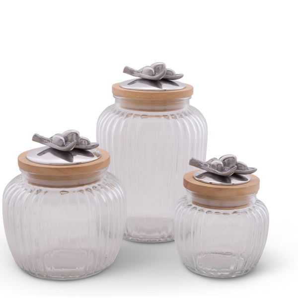 Olive Knob Glass Canisters Arthur Court Designs