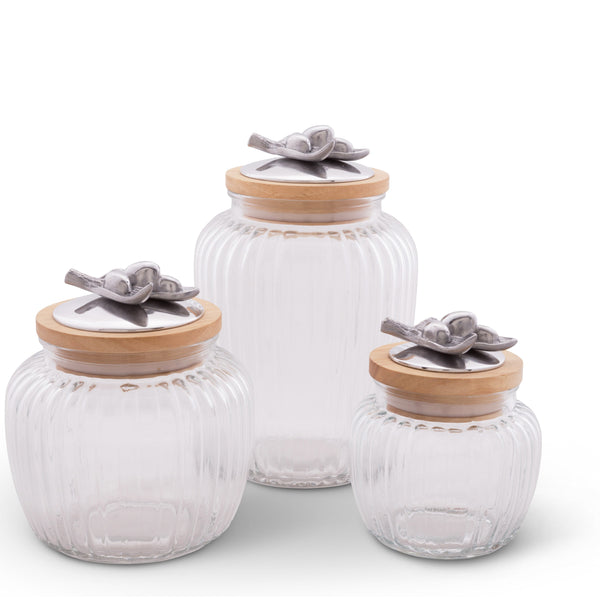 Olive Knob Glass Canisters Arthur Court Designs