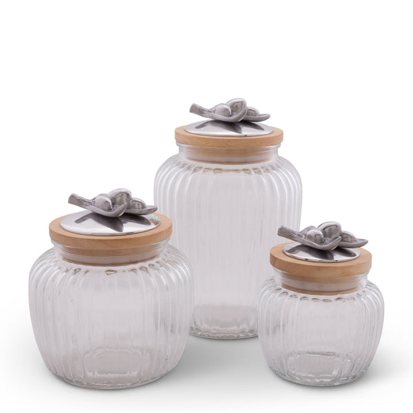Olive Knob Glass Canisters