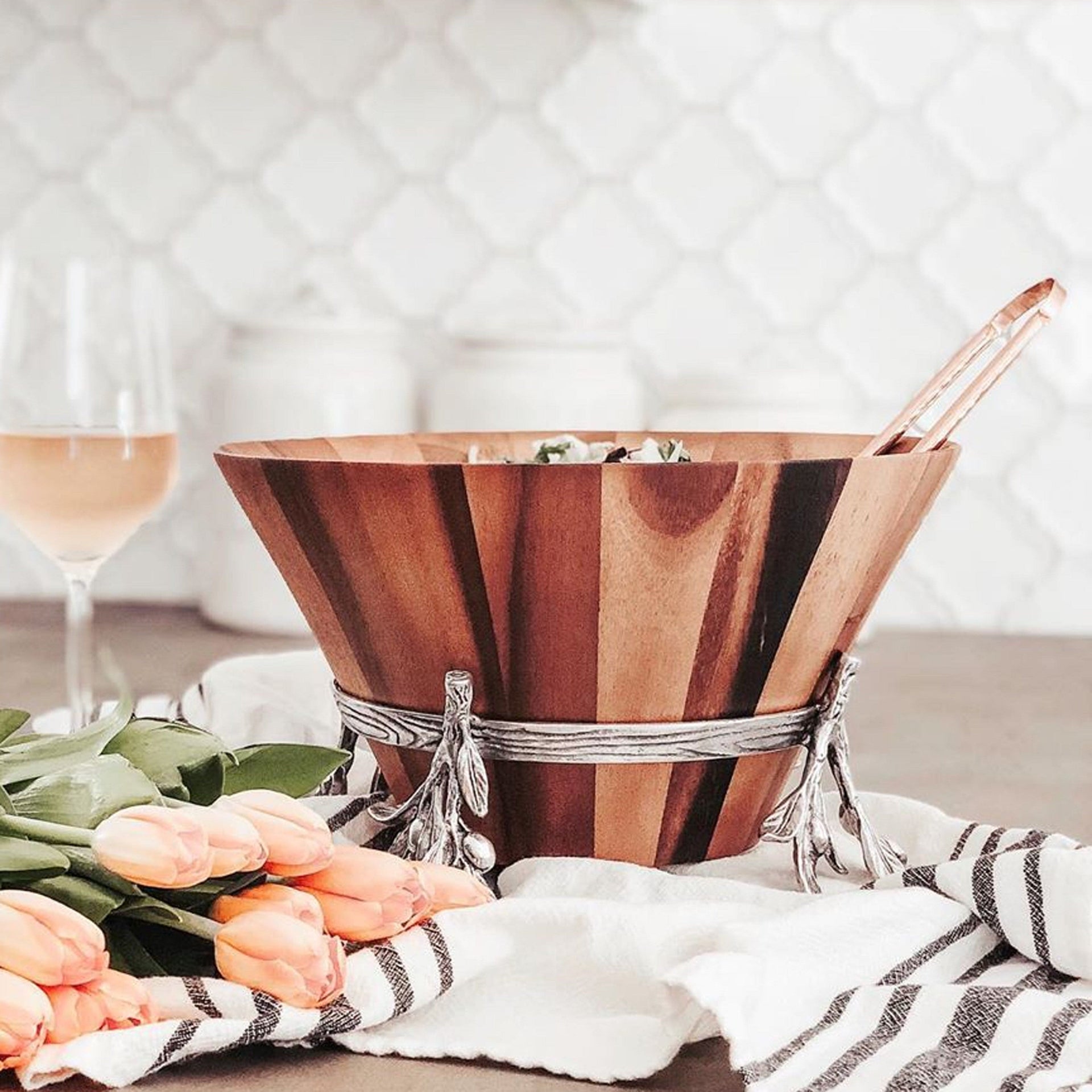 Olive Wood Salad Bowl Arthur Court Designs