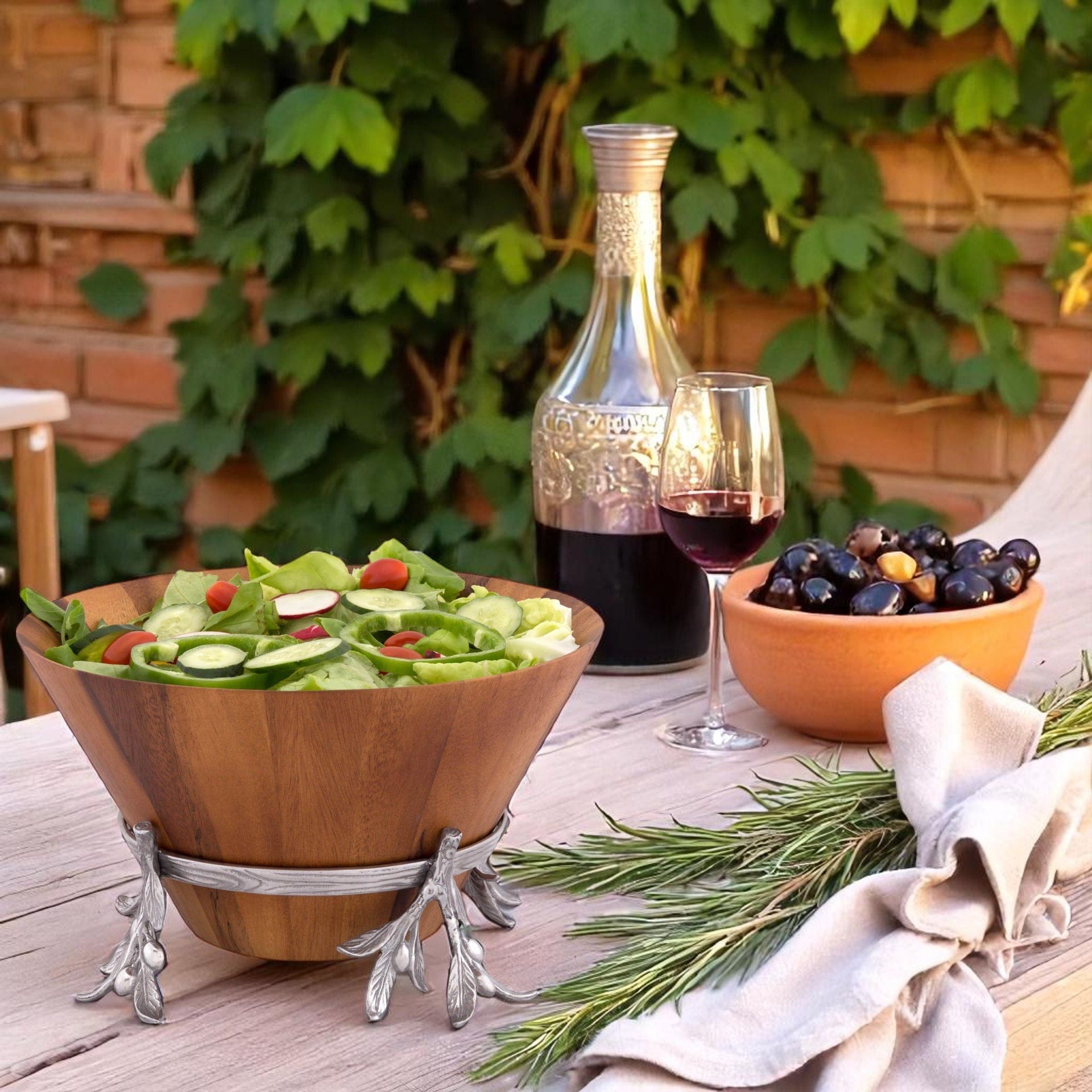 Olive Wood Salad Bowl Arthur Court Designs
