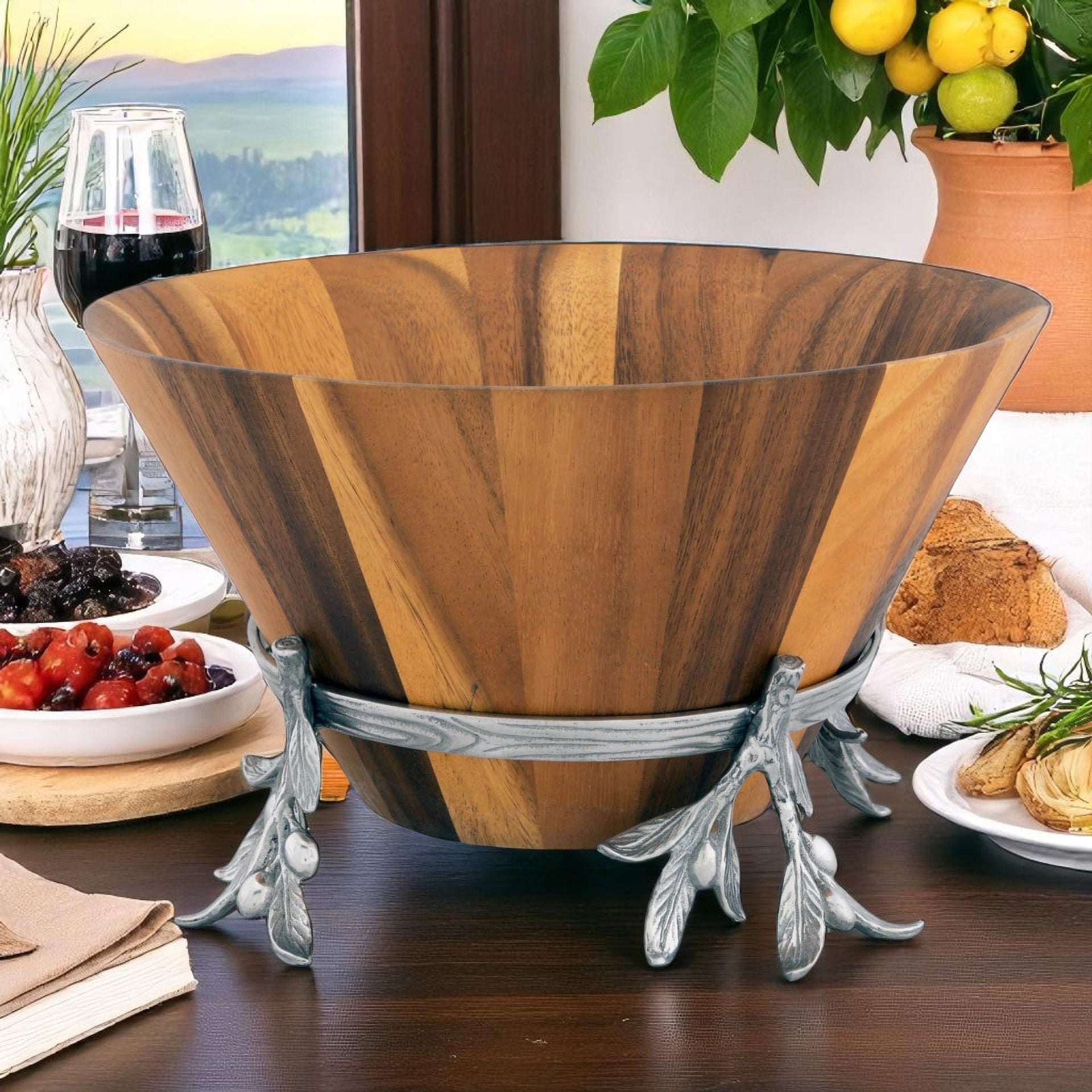 Olive Wood Salad Bowl Arthur Court Designs