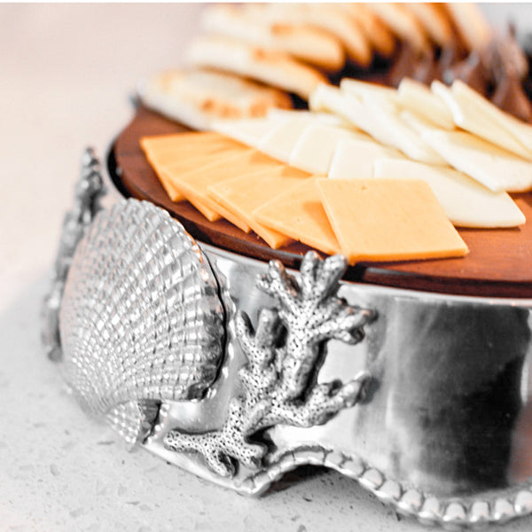 Coastal Wood Cheese Pedestal Arthur Court Designs