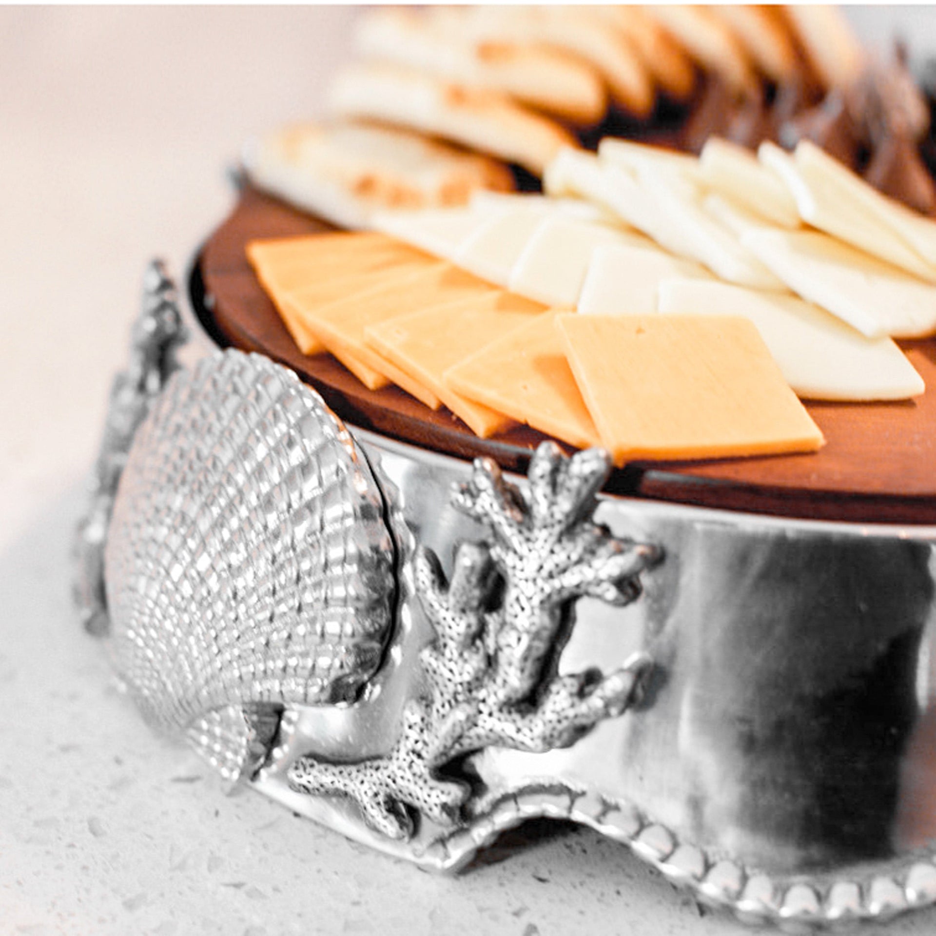 Coastal Wood Cheese Pedestal Arthur Court Designs