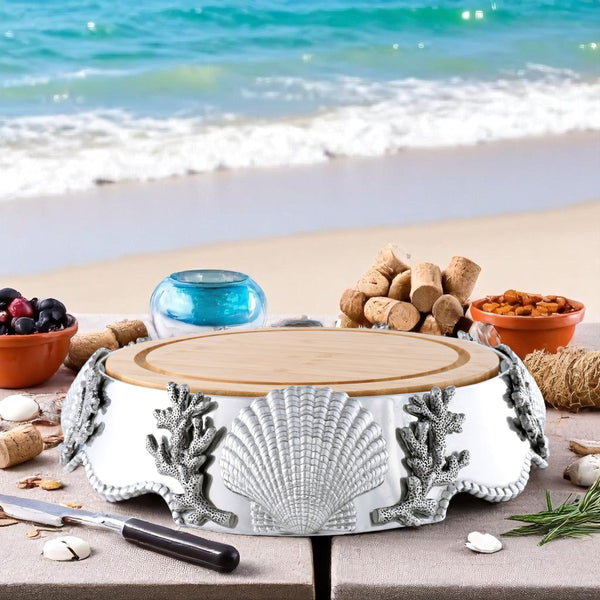 Coastal Wood Cheese Pedestal Arthur Court Designs