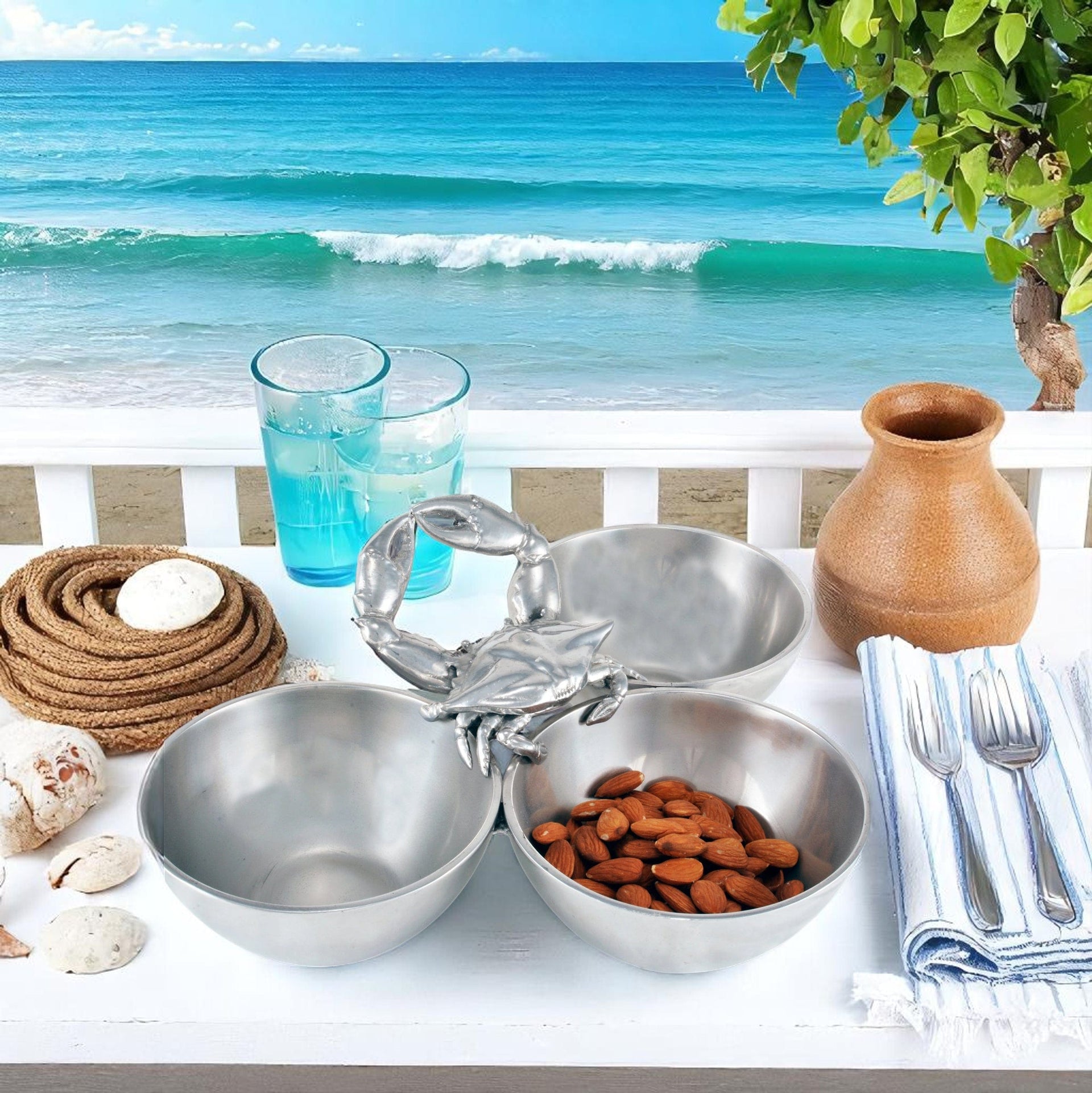 Crab 3-Bowl Bowl Arthur Court Designs