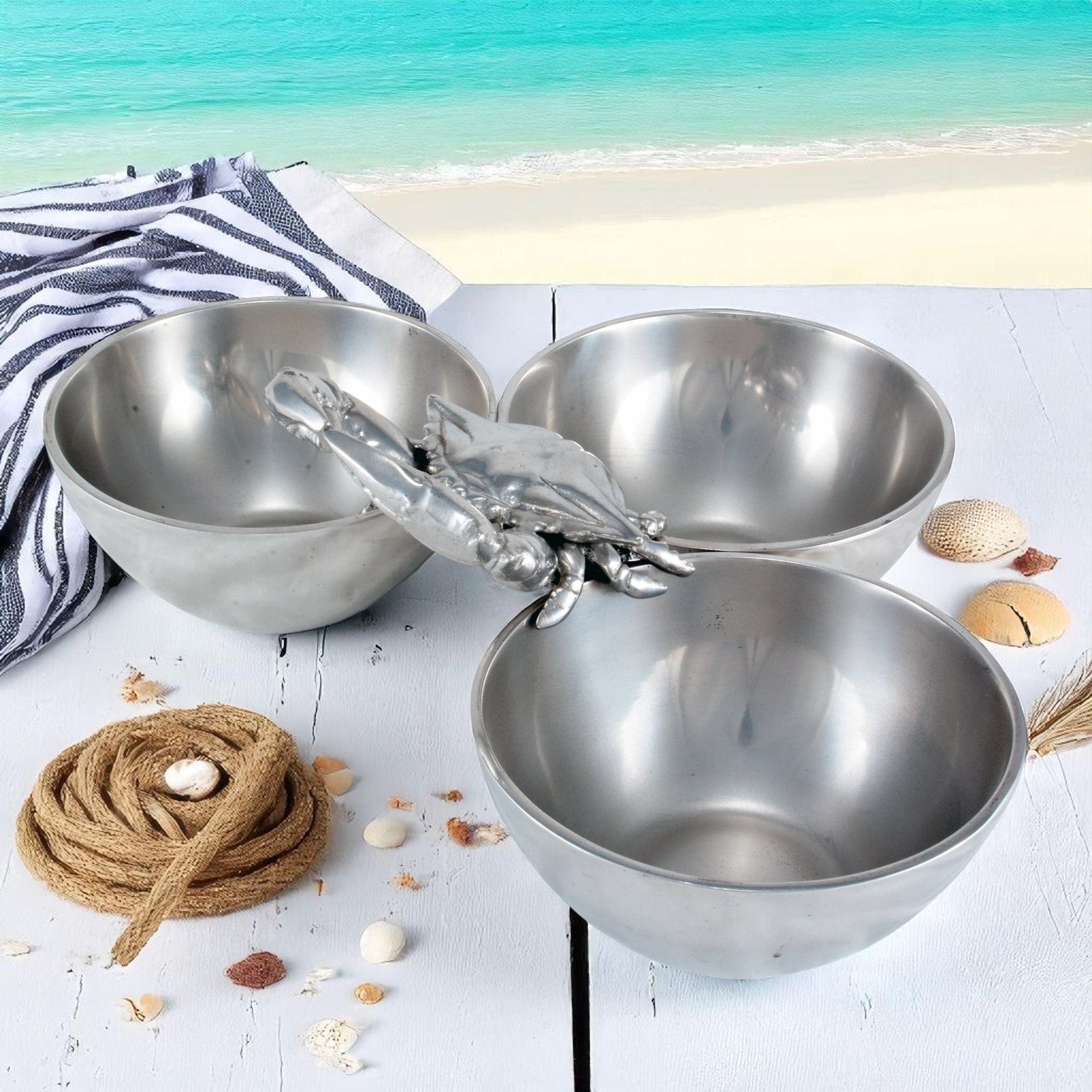 Crab 3-Bowl Bowl Arthur Court Designs