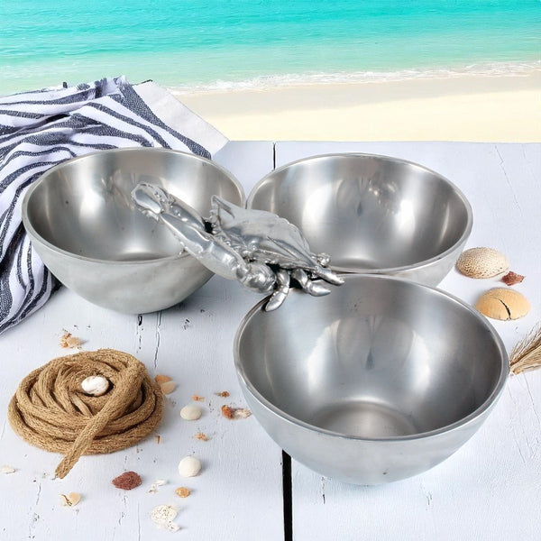 Crab 3-Bowl Bowl Arthur Court Designs