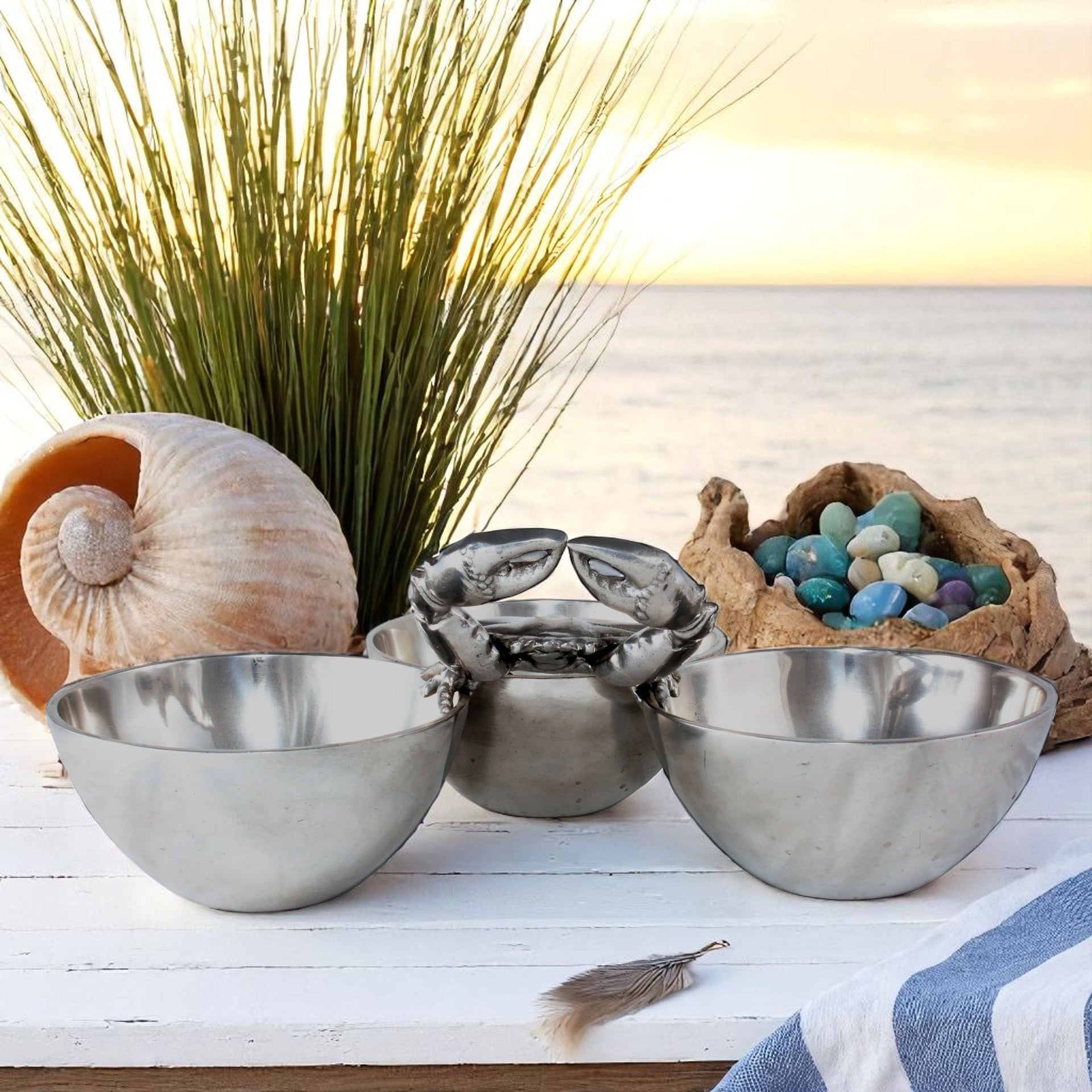 Crab 3-Bowl Bowl Arthur Court Designs