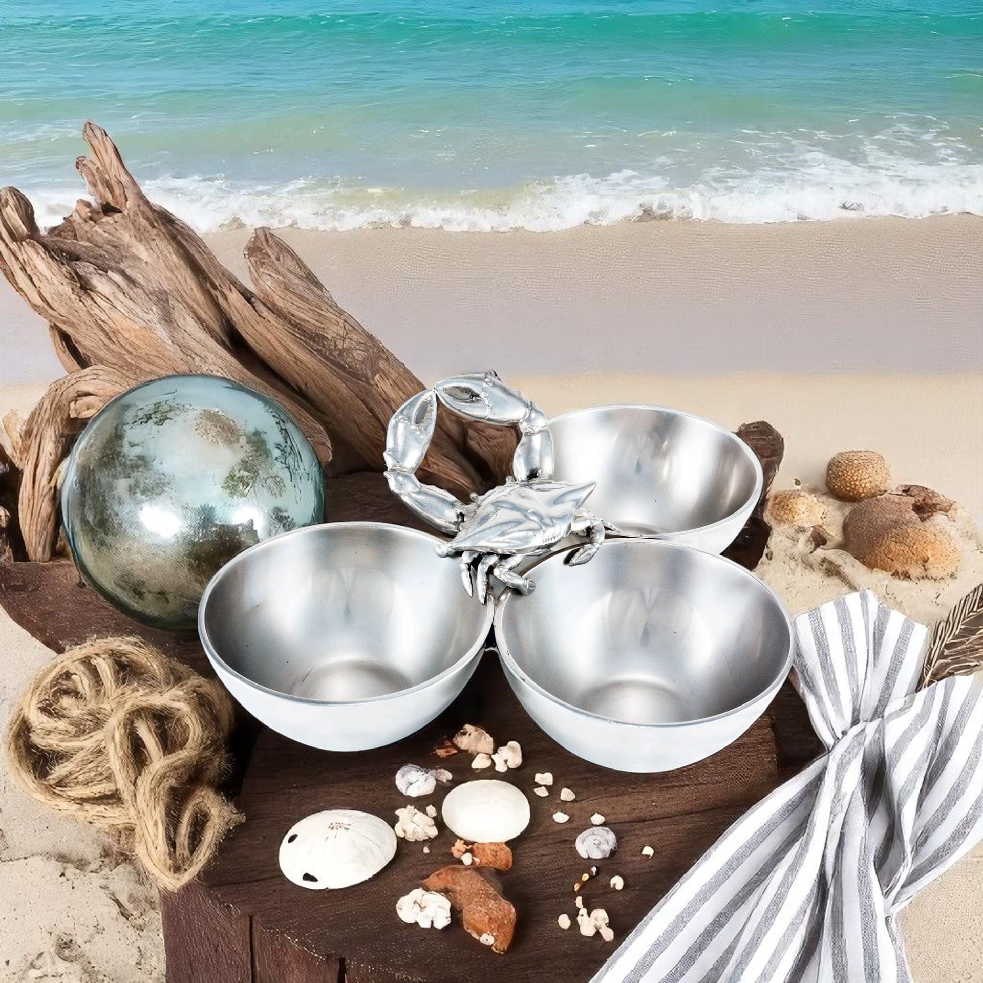 Crab 3-Bowl Bowl Arthur Court Designs