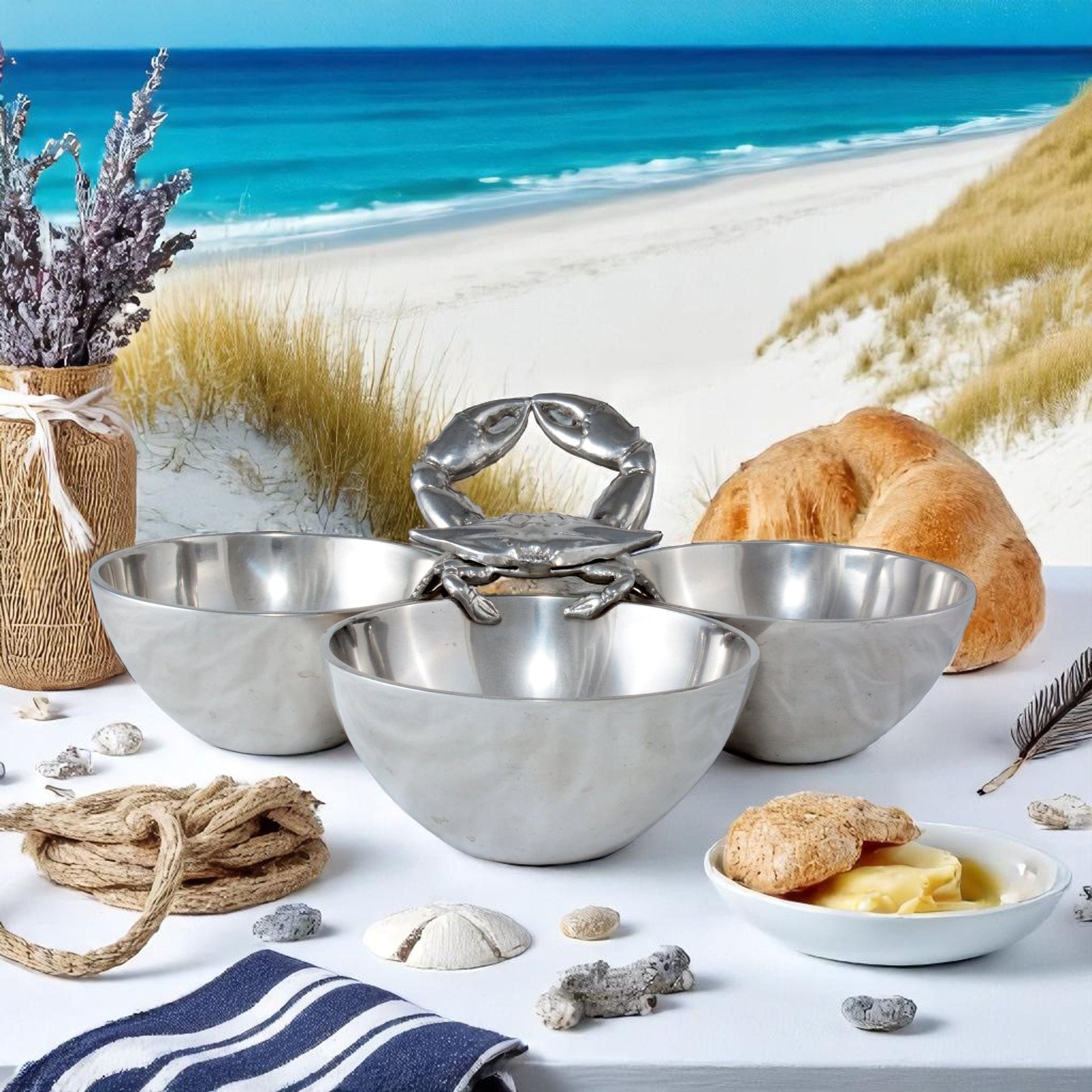 Crab 3-Bowl Bowl Arthur Court Designs