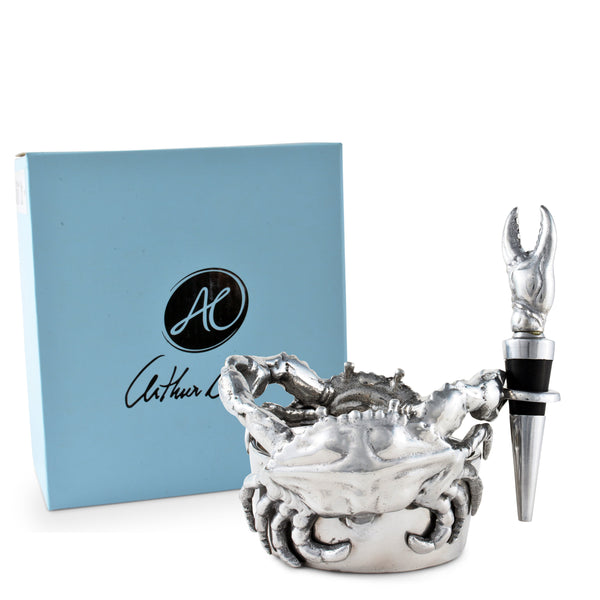 Crab Wine Caddy and Stopper Set Arthur Court Designs