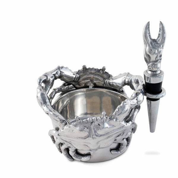 Crab Wine Caddy and Stopper Set Arthur Court Designs