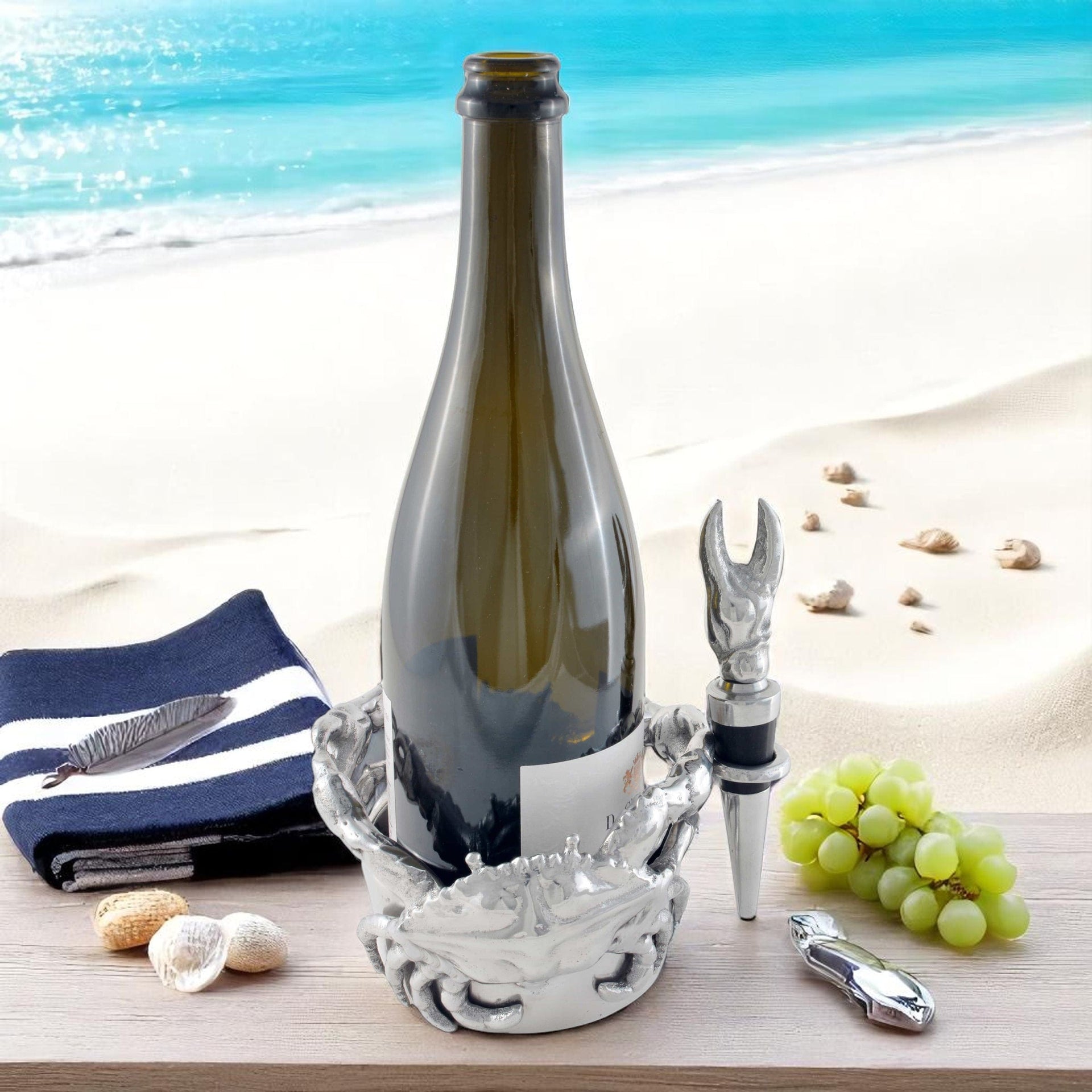 Crab Wine Caddy and Stopper Set Arthur Court Designs
