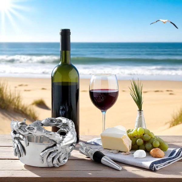 Crab Wine Caddy and Stopper Set