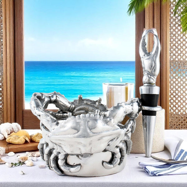 Crab Wine Caddy and Stopper Set Arthur Court Designs