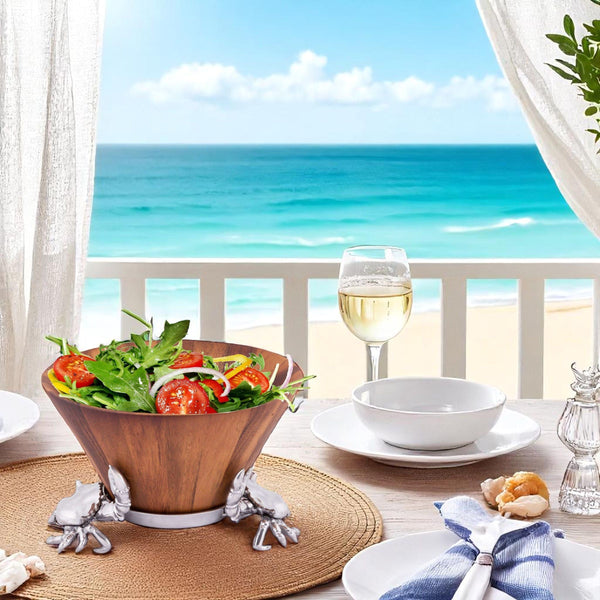 Crab Wood Tall Salad Bowl Arthur Court Designs