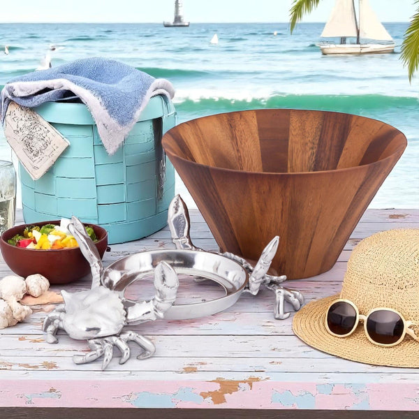 Crab Wood Tall Salad Bowl Arthur Court Designs