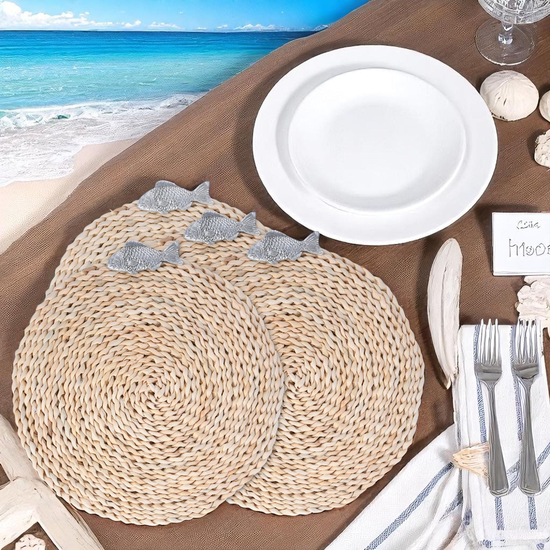 Fish Twisted Seagrass Placemats - set of 4 Arthur Court Designs