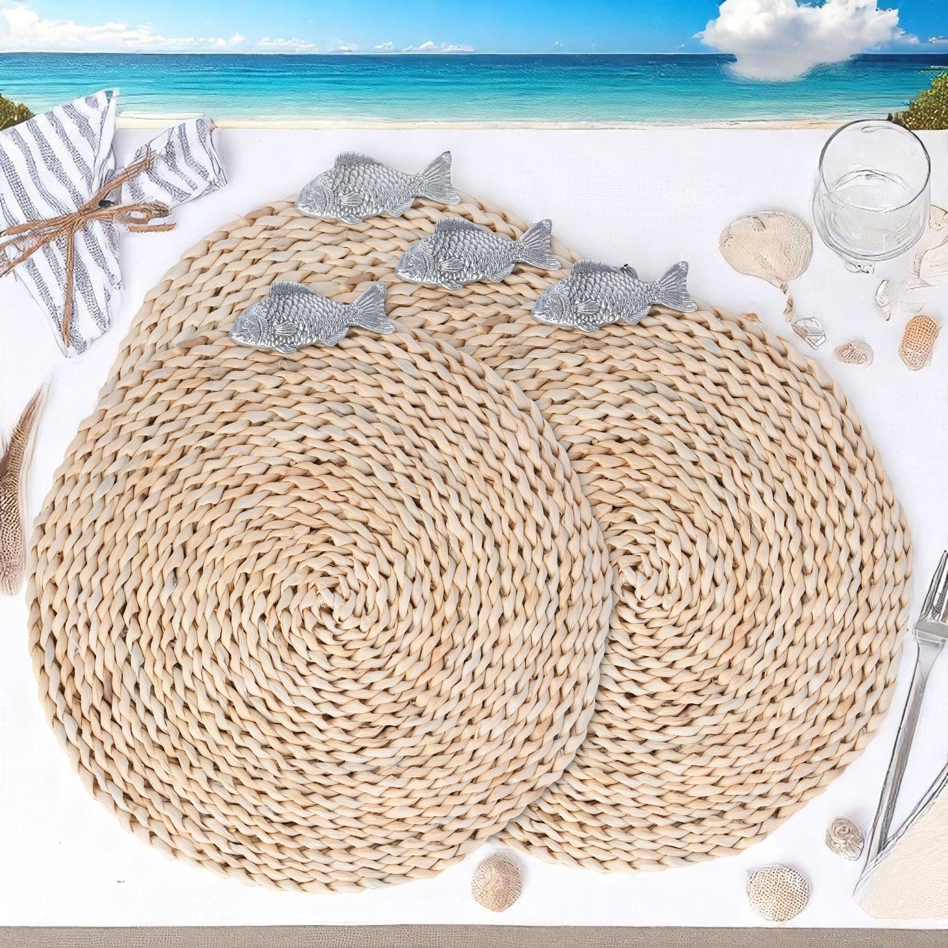 Fish Twisted Seagrass Placemats - set of 4 Arthur Court Designs