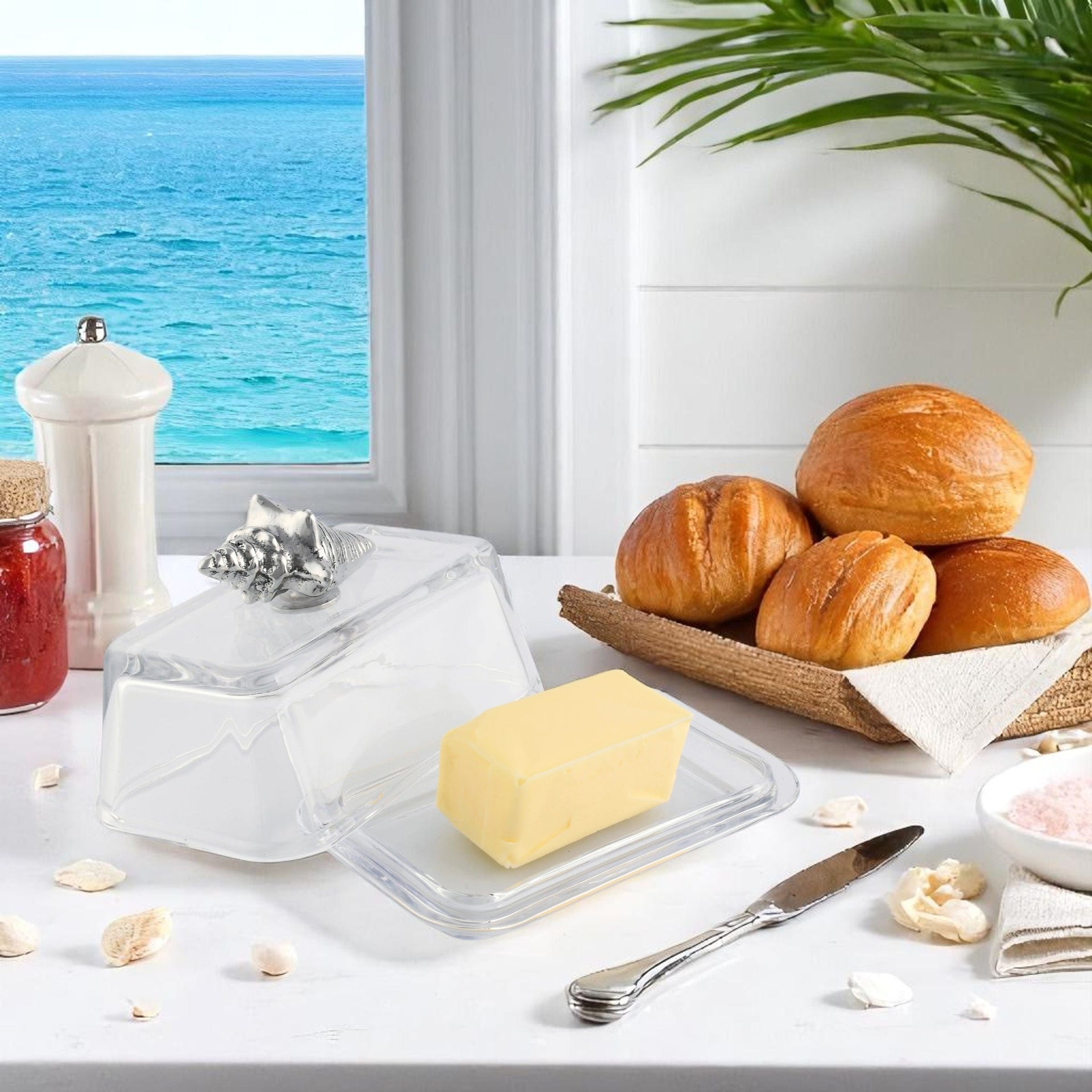 Glass Butter Dish- Shell