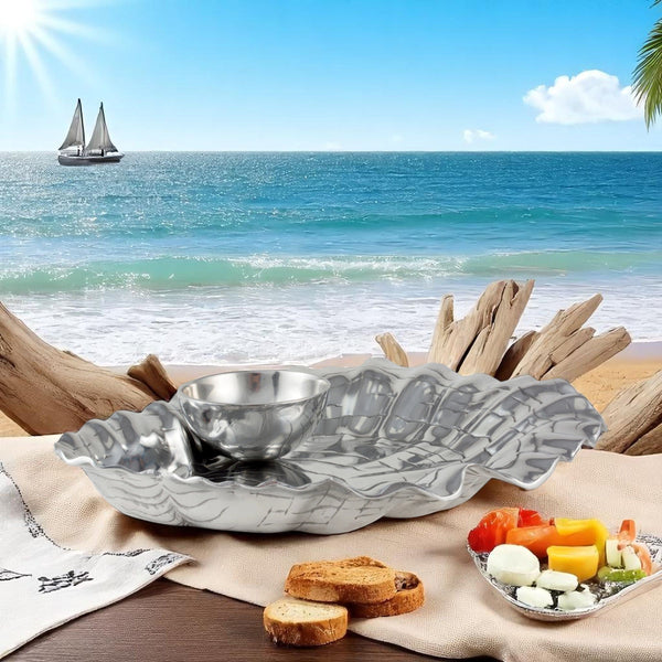 Oyster W/Pearl Chip & Dip Arthur Court Designs