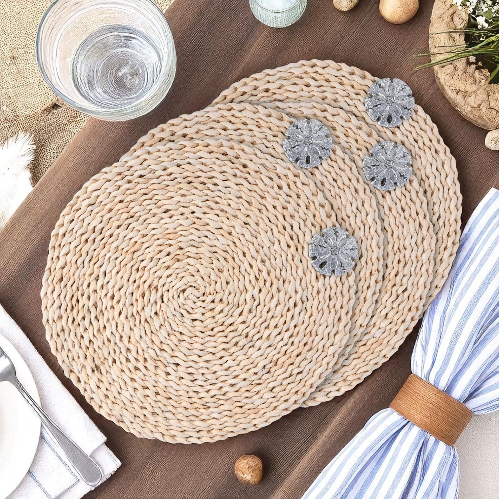 Sand Dollar Twisted Seagrass Placemats - set of 4 Arthur Court Designs