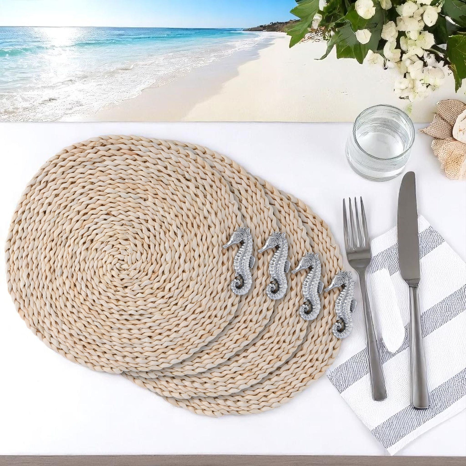 Sea Horse Twisted Seagrass Placemats - set of 4 Arthur Court Designs