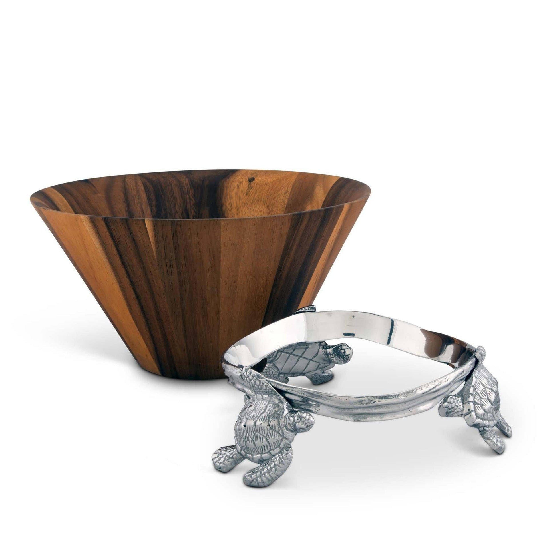 Sea Turtle Wood Salad Bowl Arthur Court Designs