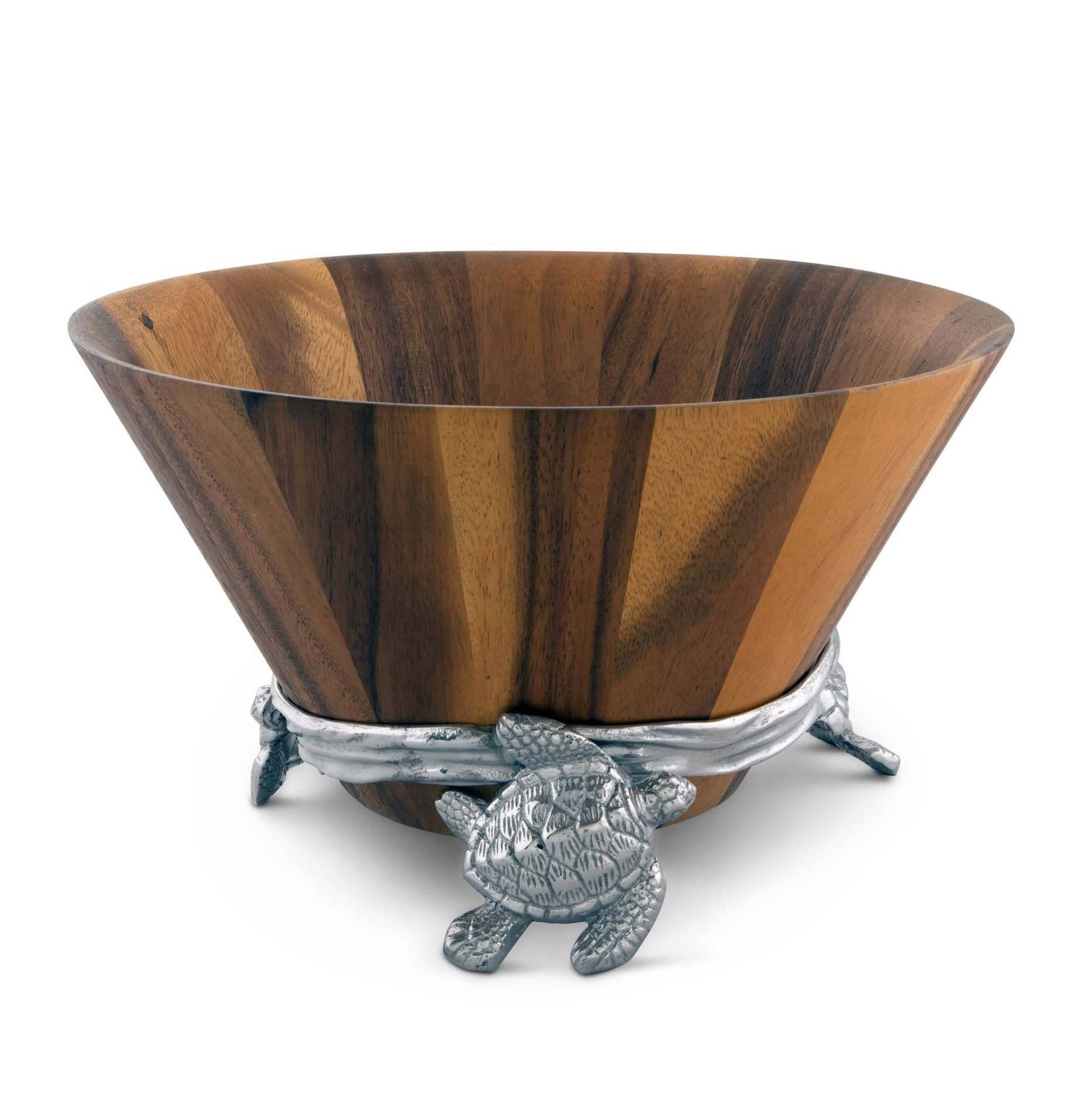 Sea Turtle Wood Salad Bowl Arthur Court Designs