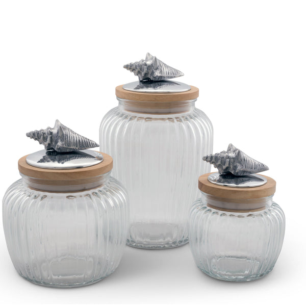 Shell Knob Glass Canisters