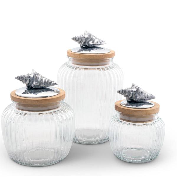 Shell Knob Glass Canisters
