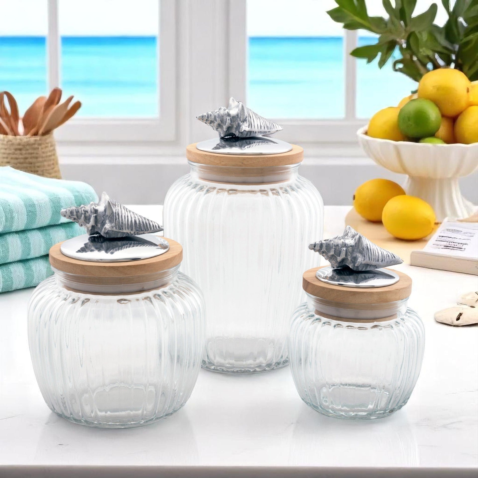 Shell Knob Glass Canisters Arthur Court Designs