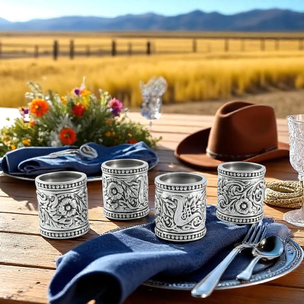 Concho Pattern Napkin Rings Set of 4