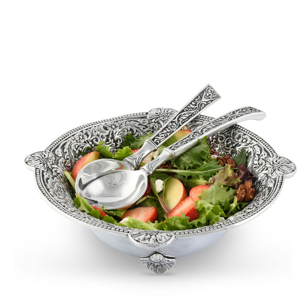 Concho Pattern Salad Bowl with Serving Set Arthur Court Designs