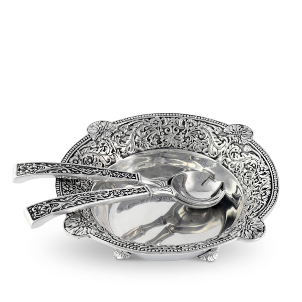 Concho Pattern Salad Bowl with Serving Set Arthur Court Designs