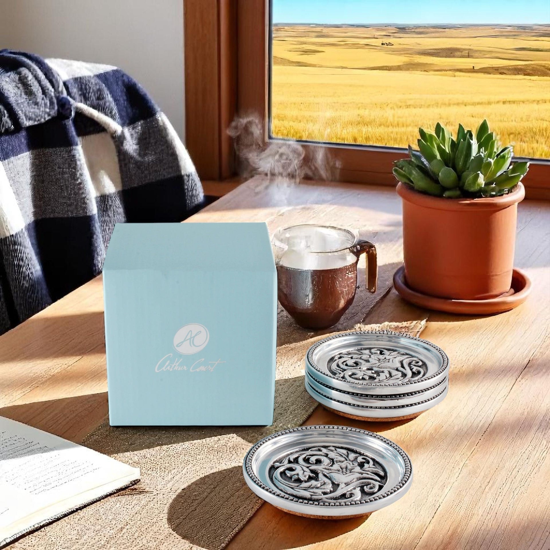 Concho Western Drink Coaster Set of 4 Arthur Court Designs