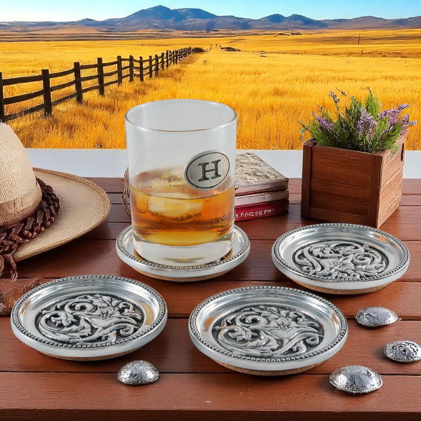 Concho Western Drink Coaster Set of 4 Arthur Court Designs
